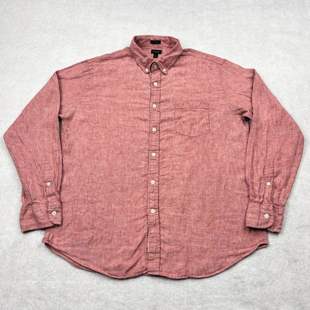 J Crew Shirt Mens XL Slim Nantucket Red Baird McNutt Irish Linen Button Down